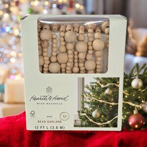 Hearth and Hand With Magnolia Natural Wood Bead Garland 12 Ft